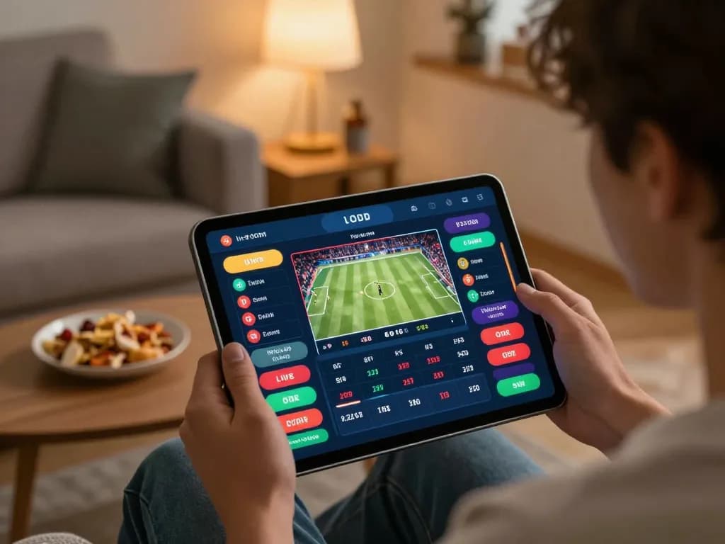 Engaged user placing bets on sports events with 789win1 tablet interface, showcasing live odds and game stats