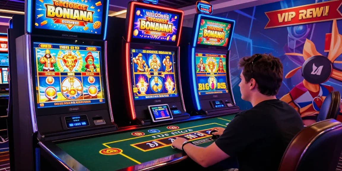 Player enjoying a dynamic game at a credit card casino featured on https://ccrm.org.uk/ with vibrant slot machines and promotional offers.
