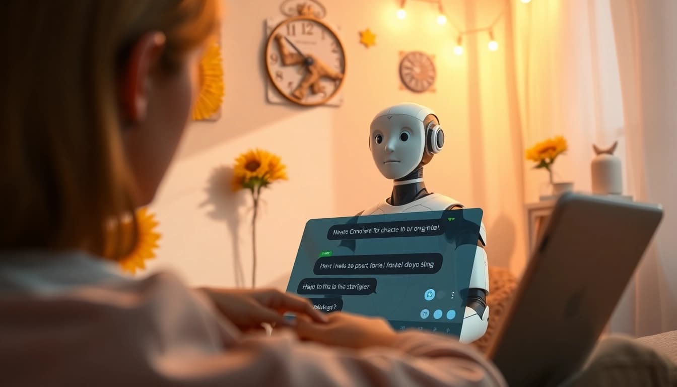 Engaging ai nsfw interaction with a cozy AI companion in a warm setting.