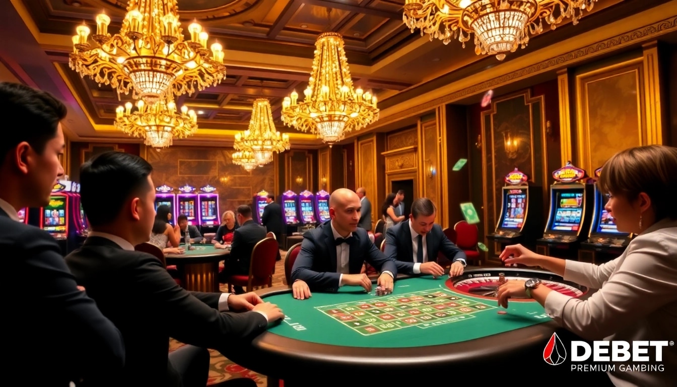 A poker game showcasing the excitement of debet betting in a luxurious casino environment.