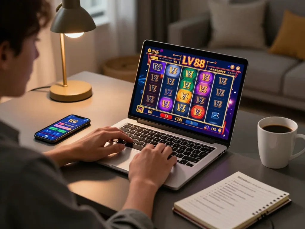 Engaging online gaming session on LV 88, featuring vibrant slot game display.