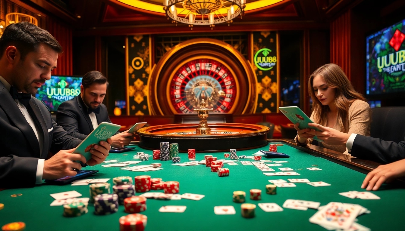 Experience the thrill of gameplay at UUU88 with a captivating casino scene full of excitement.