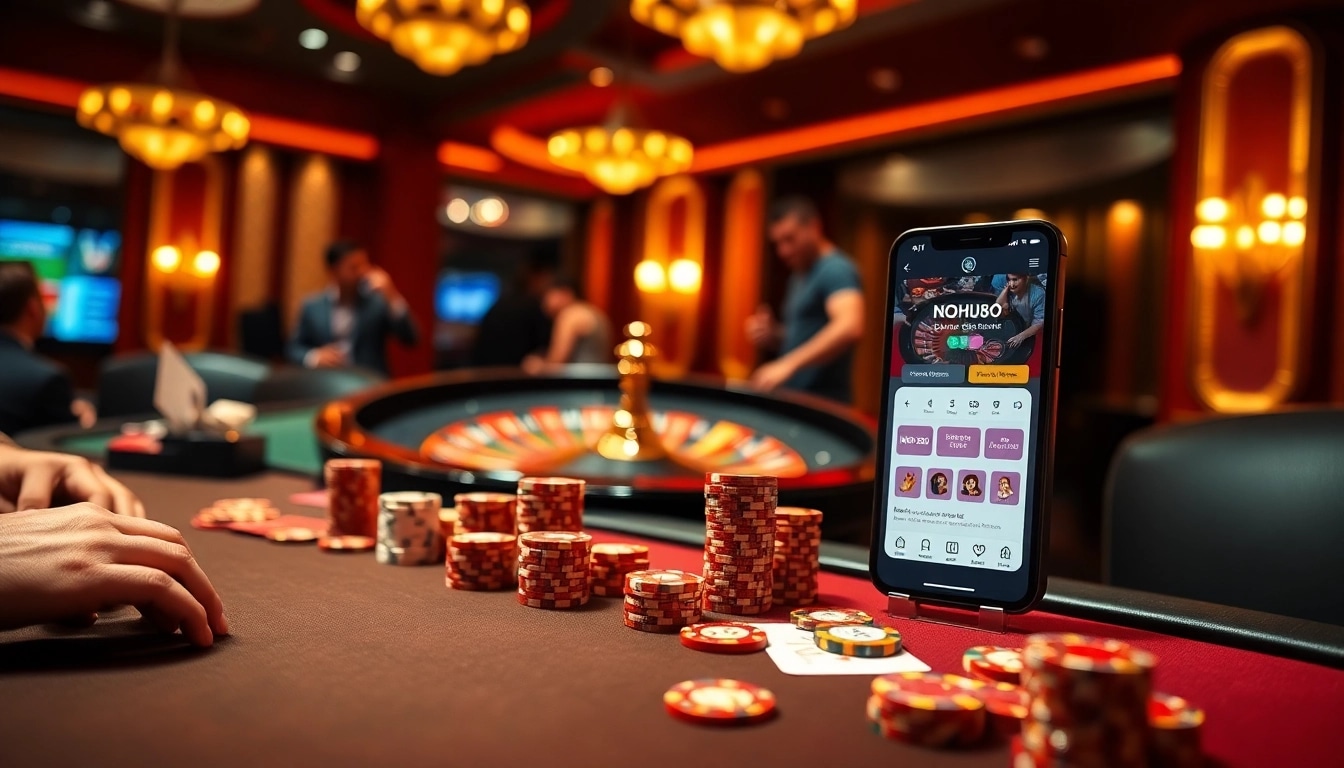 Experience thrilling gaming at https://nohu900.in.net/ with a roulette wheel and poker table.