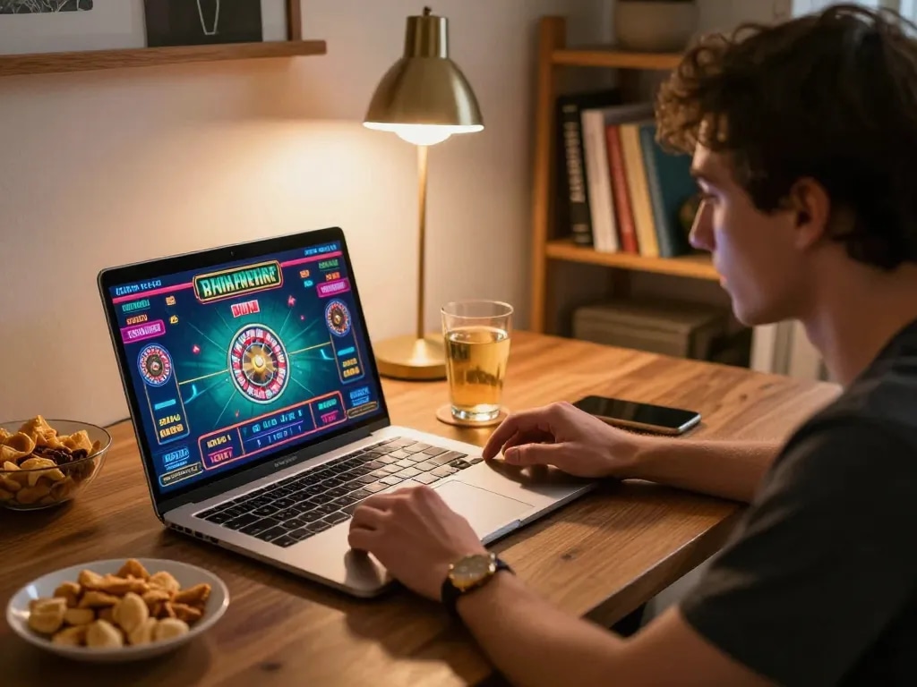Engaging in an online roulette game at BL555, capturing the thrill of live dealer betting