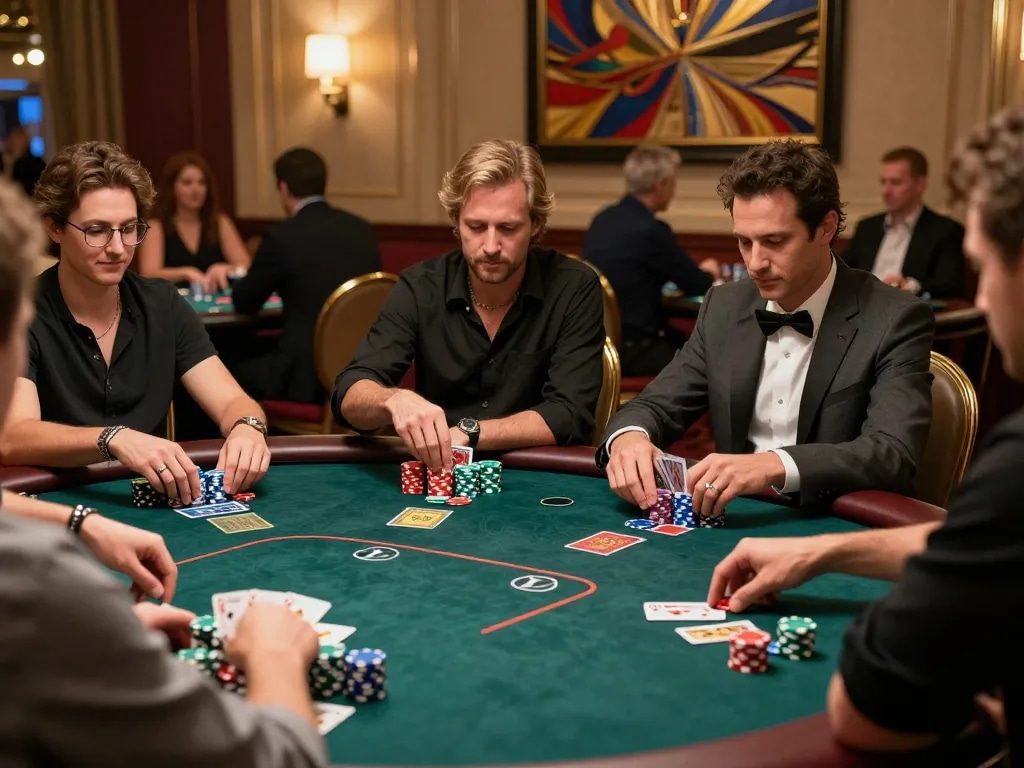Players engage in a thrilling game of poker at tt88.com, showcasing intense gameplay and strategic mastery.