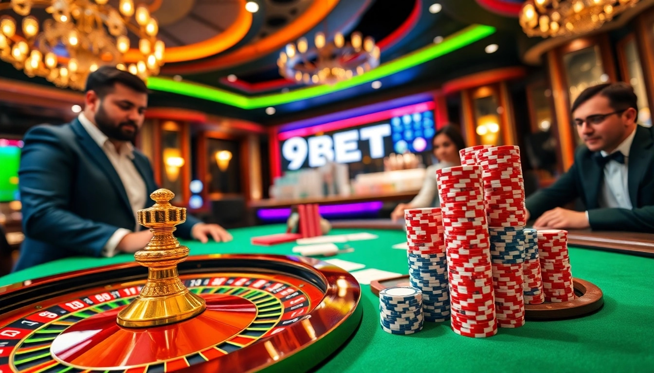 Experience the thrill of 9BET with engaging poker games and roulette action.