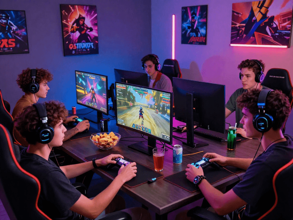 Engaging game sex moment with friends enjoying interactive adult games in a vibrant gaming environment.