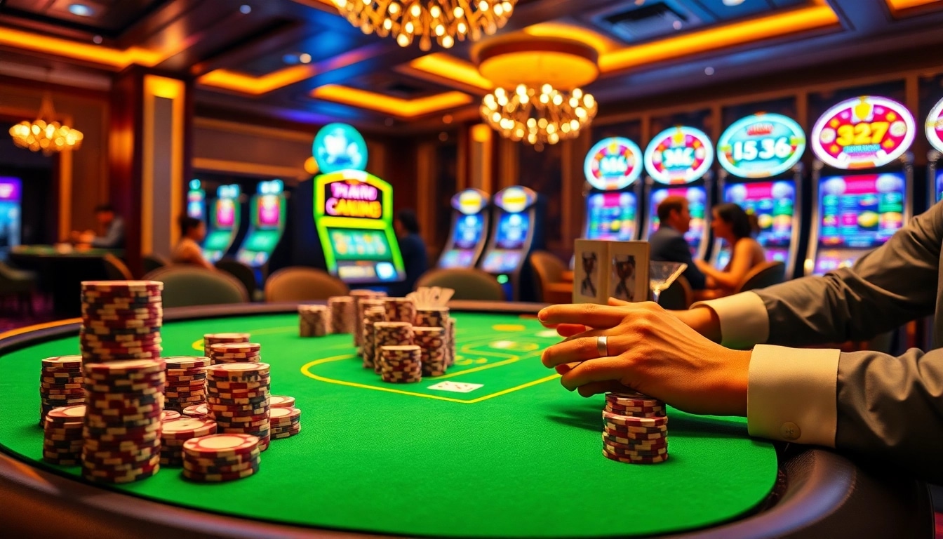 Engage in thrilling gambling action with the latest ok9 update showcased in a vibrant casino setting.