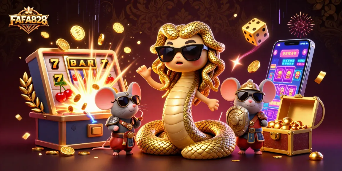Spin the reels at FAFA828 with Medusa, a friendly warrior mouse, and vibrant slot machines.