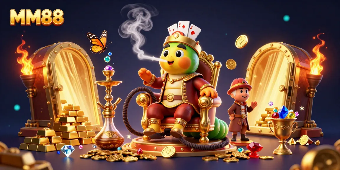 Experience the thrill of MM88 with an enchanting 3D casino scene featuring golden treasures and vibrant gaming elements.