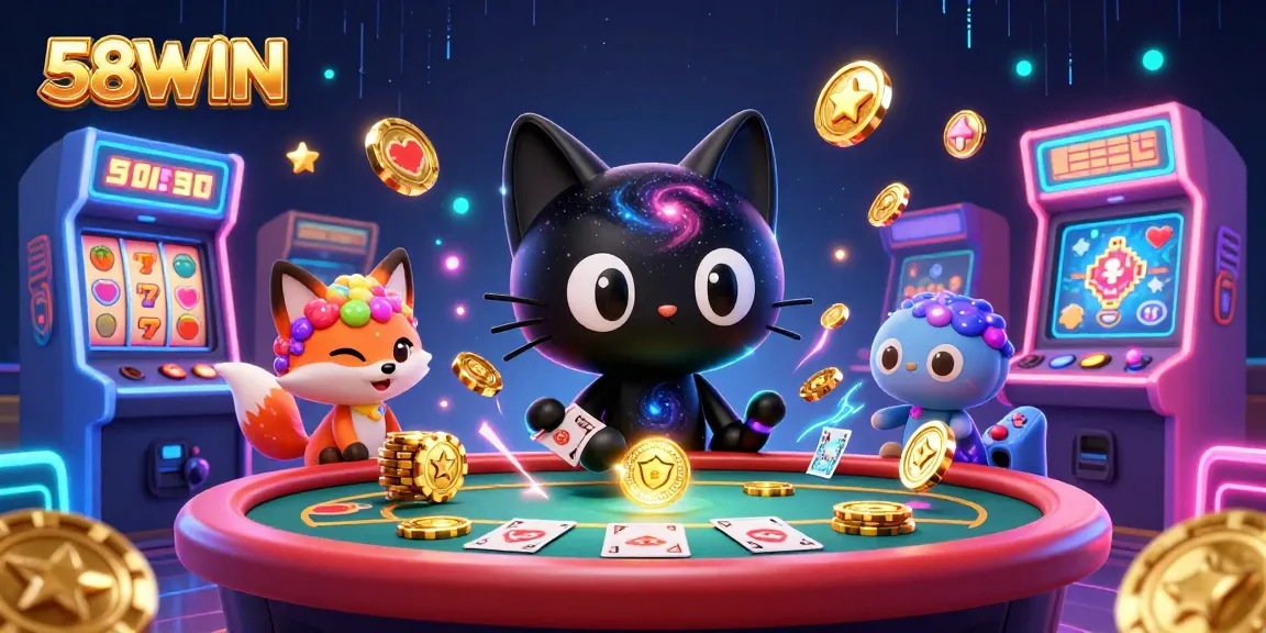 Experience the thrill of 58WIN with a captivating cosmic casino scene featuring enchanting characters and gaming elements.