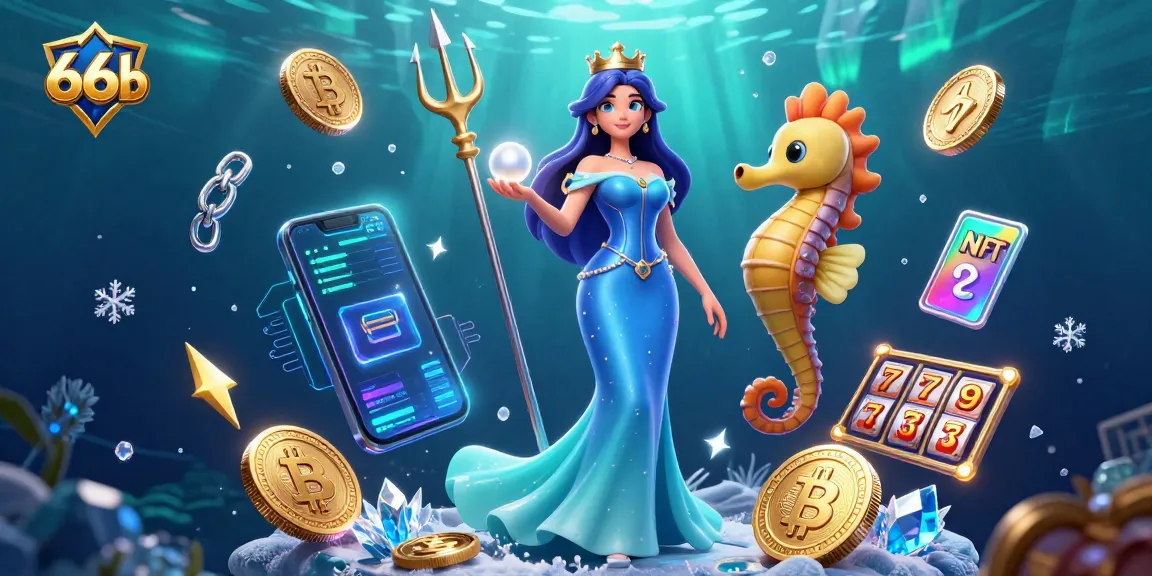 Engage with 66b stunning underwater illustration showcasing slot reels and cryptocurrency elements for a vibrant gaming experience