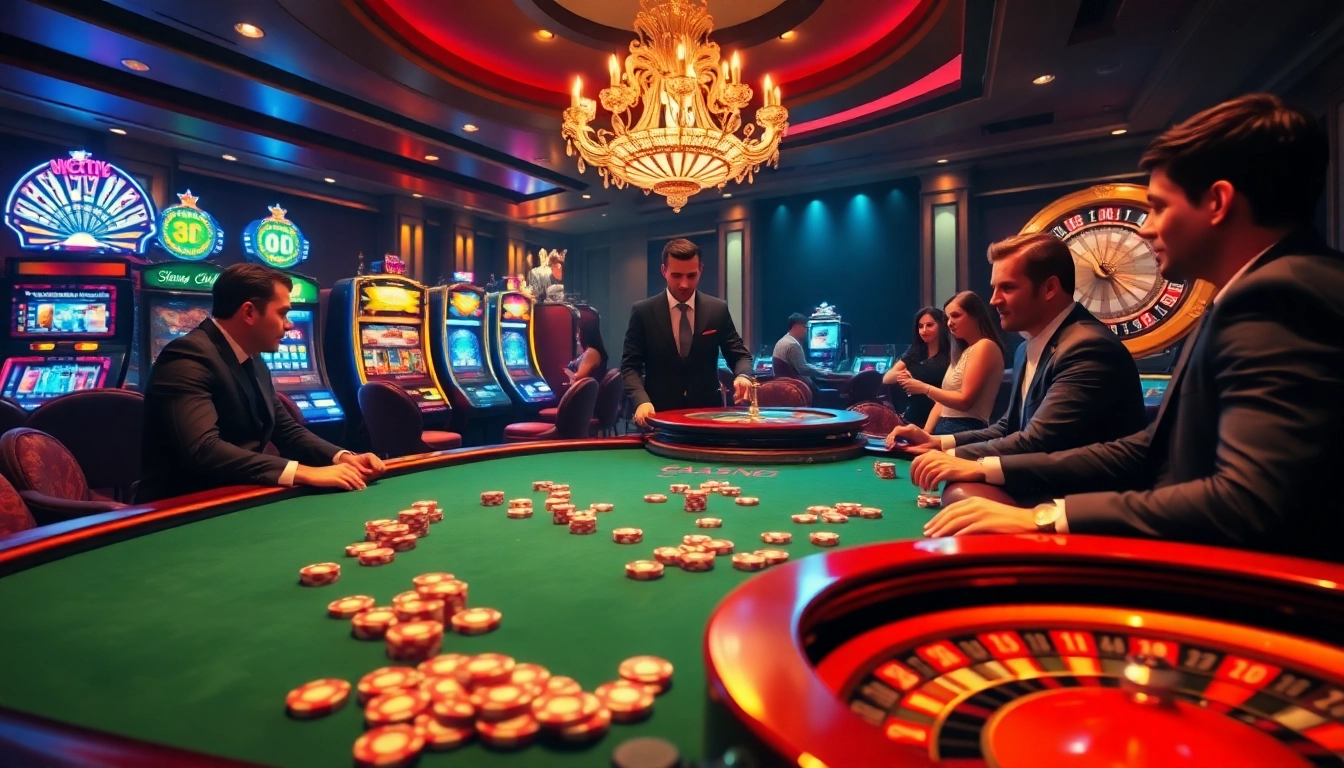 High-stakes poker at https://www.bdtk66.blog/ with vibrant atmosphere and luxurious décor.