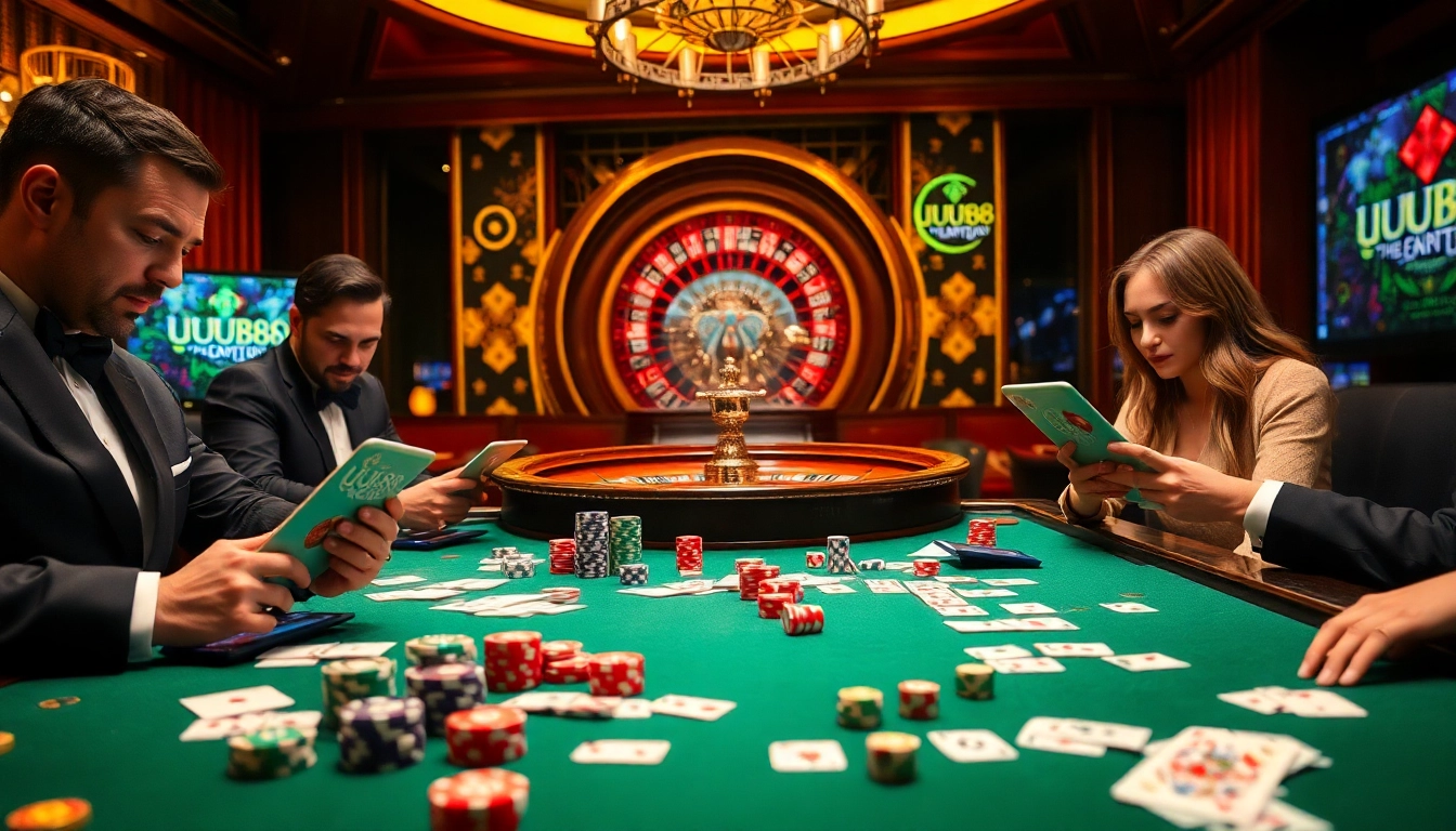 Experience the thrill of gameplay at UUU88 with a captivating casino scene full of excitement.