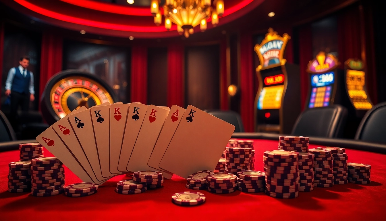 Winning at RR88 casino with vibrant poker chips and high-stakes cards on the table.