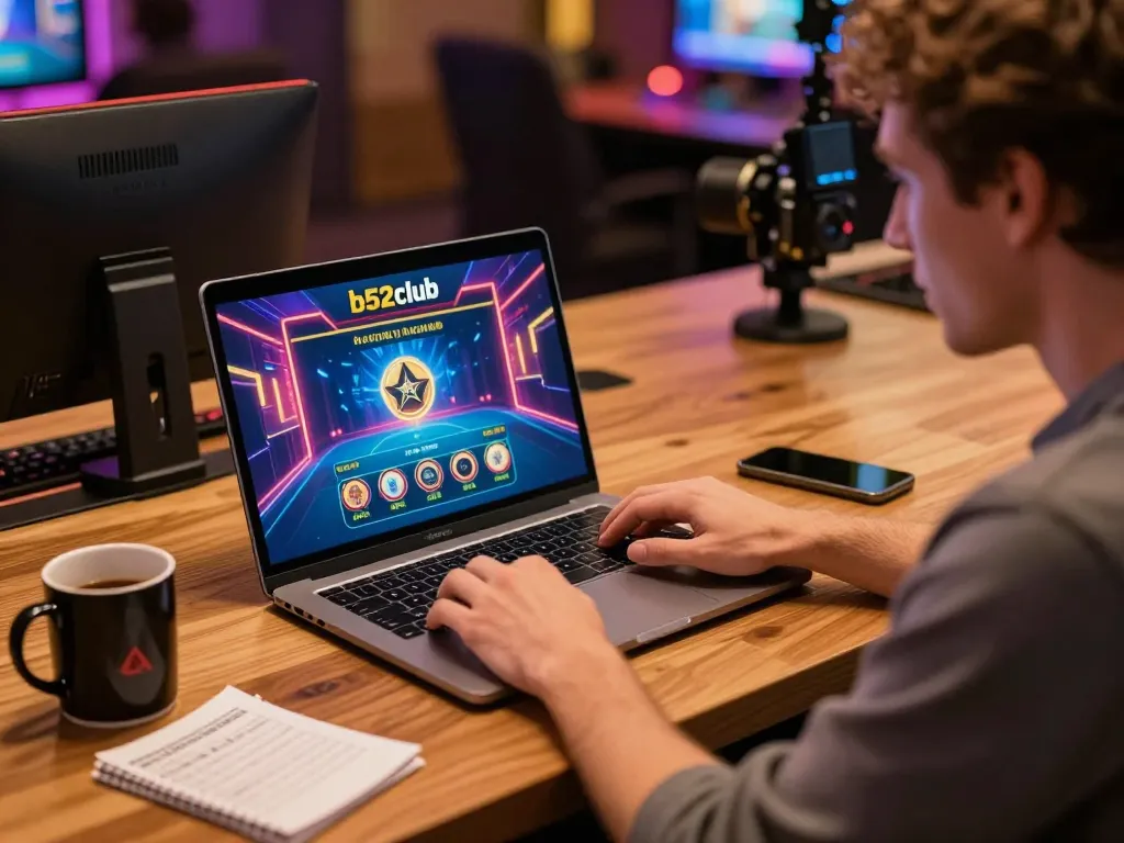 Player engaging with b52club in an online casino, showcasing excitement during a live dealer game.