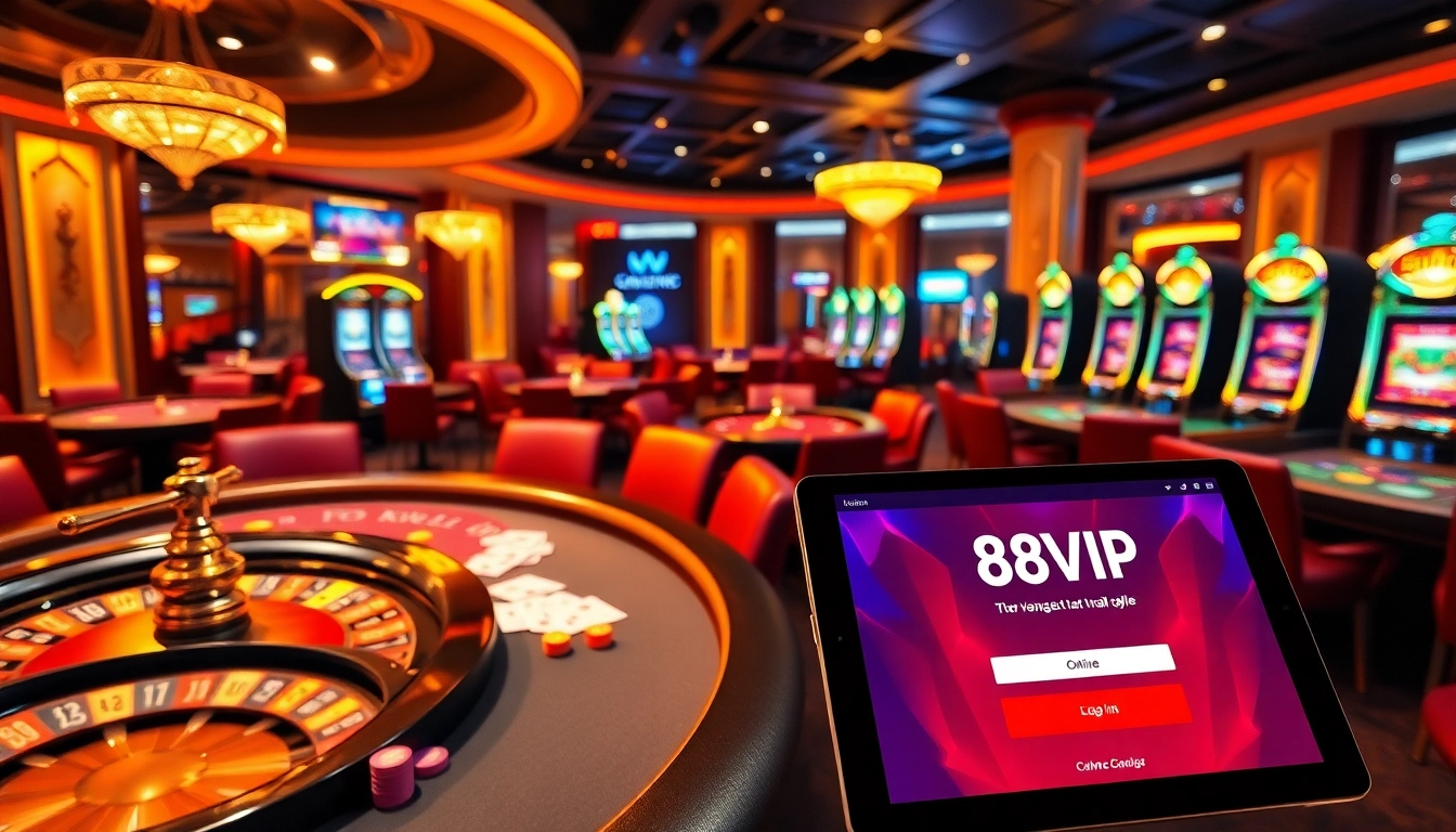 Experience the thrill of gambling as you log into Đăng Nhập Nhà Cái 68VIP, surrounded by luxurious casino elements.