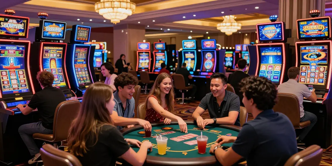 Friends enjoying au88 gaming experience at a lively casino.