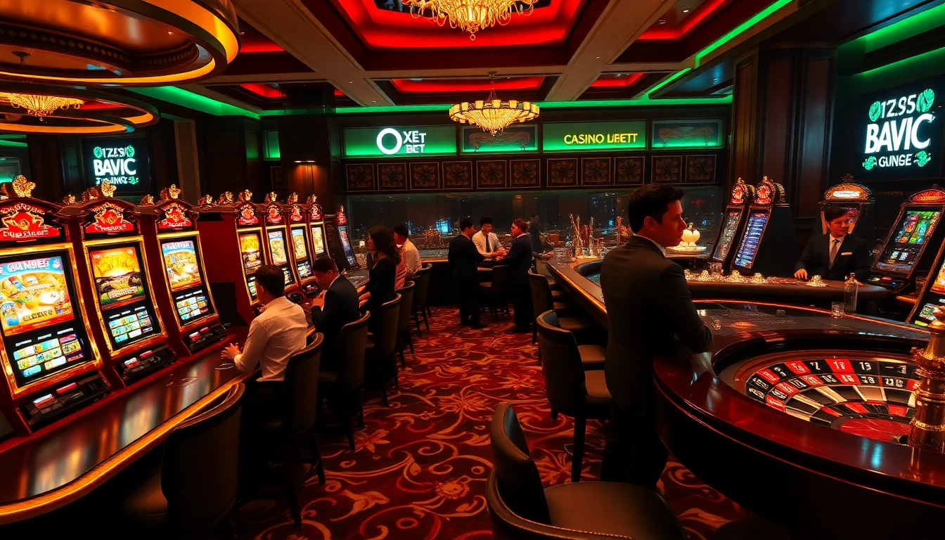 Players enjoying an exciting game at OXBET's luxurious casino tables.