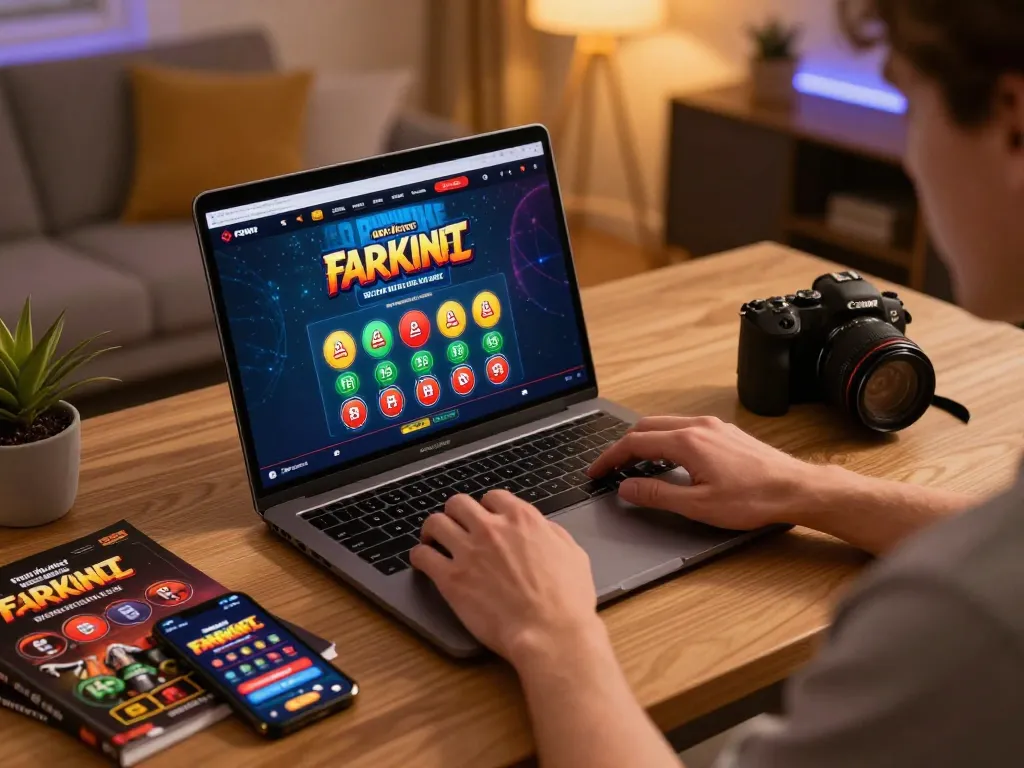 Engaging online casino experience on Fabet with user prepared to place strategic bets in a cozy home setting.
