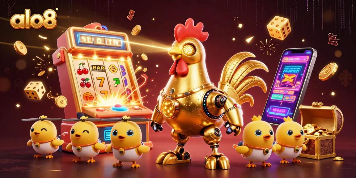 Experience thrilling gaming with alo8's golden rooster mascot and exciting jackpot features.