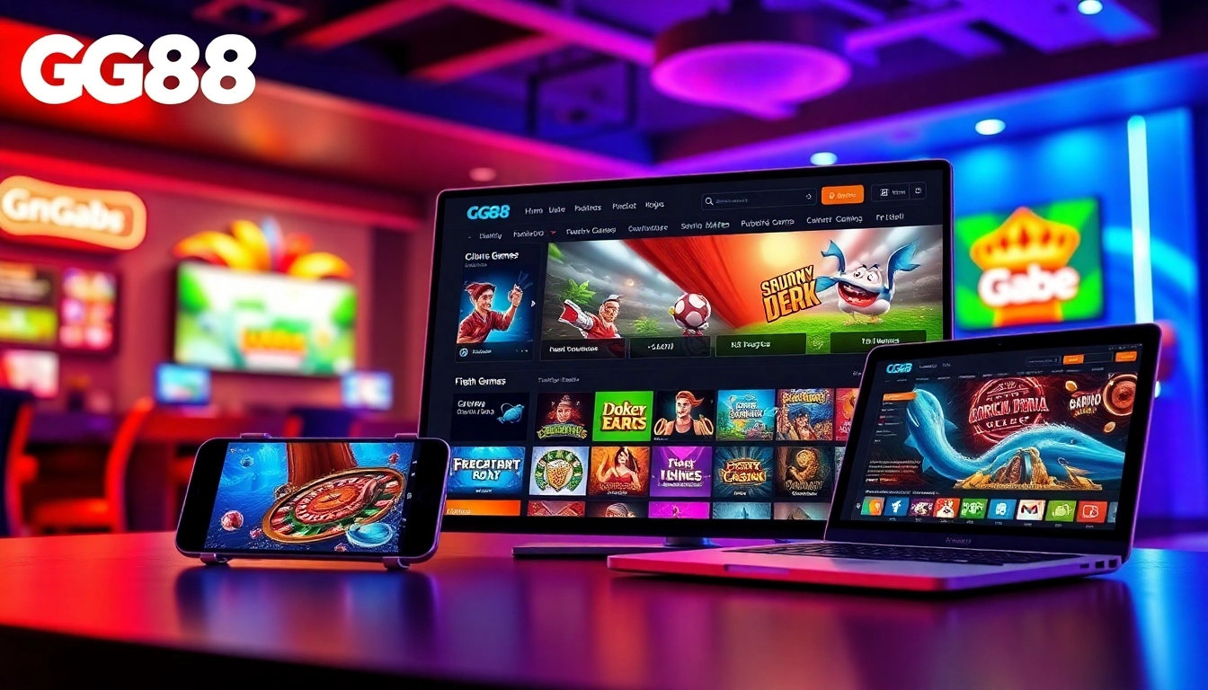 link gg88 showcasing a dynamic online gaming interface featuring various games like sports betting and casinos