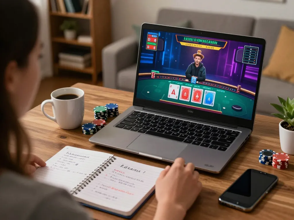 Engaging online blackjack game experience at home with 88aa mvp displayed on laptop screen.