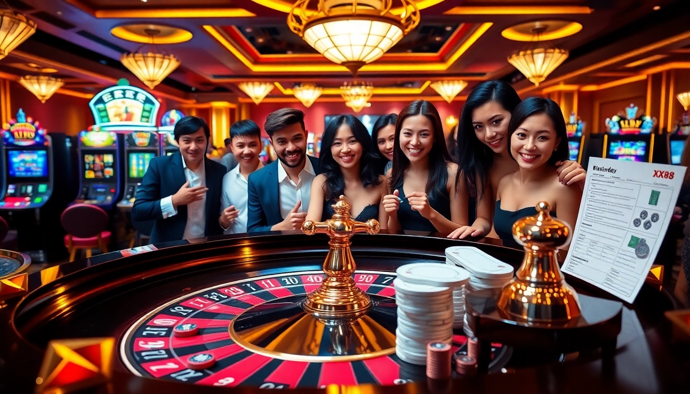 Experience the excitement at nhà cái XX88 with players enjoying a thrilling casino atmosphere.