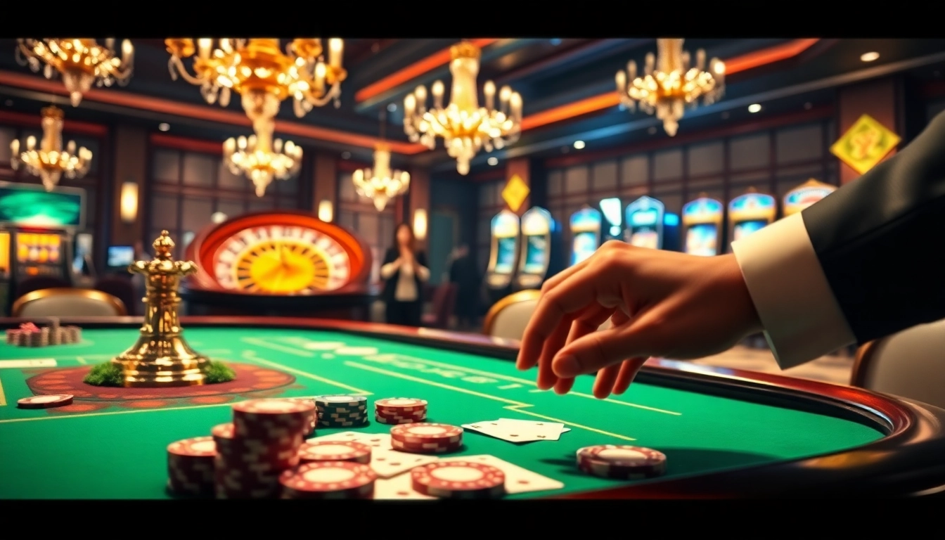 Experience the thrill of gambling at https://pub88z.net/ with a luxurious casino atmosphere showcasing vibrant tables and chips.