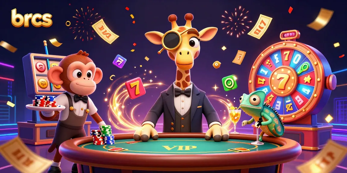 Experience brcs gaming with a vibrant scene of dynamic characters enjoying slot action amidst colorful elements.