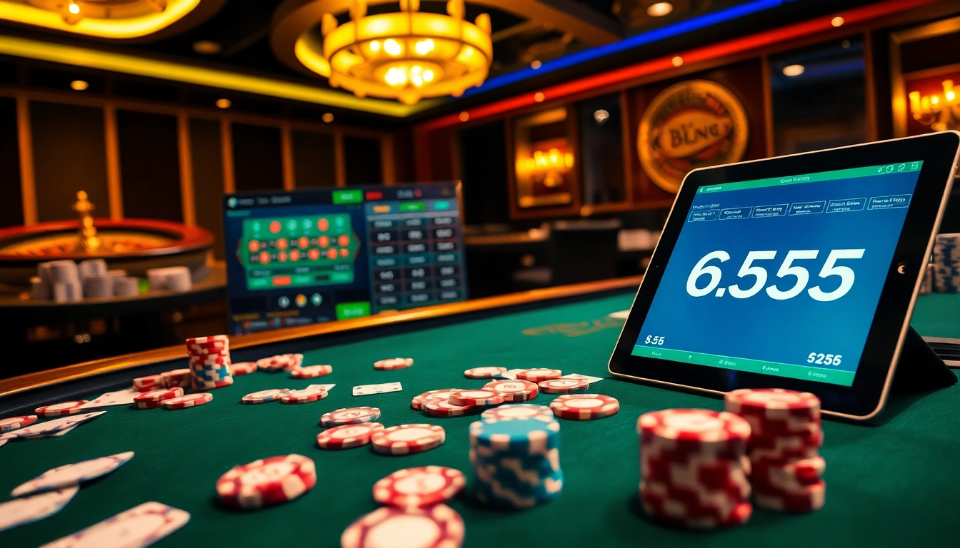 Experience the excitement of BL555 with vibrant poker action and a luxurious casino setting.