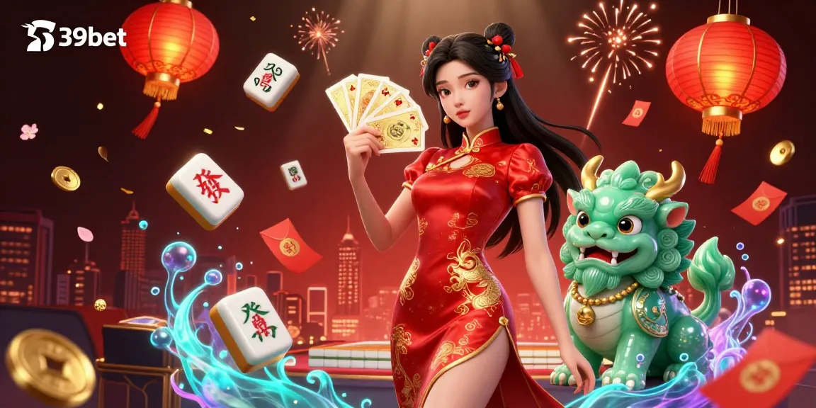 Experience thrilling gameplay at 39bet with a vibrant Chinese-themed casino illustration.