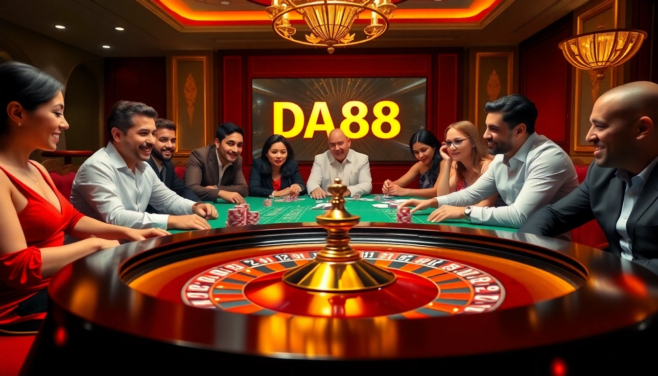 Experience the excitement of betting at https://da88.london with a vibrant roulette table and poker action.