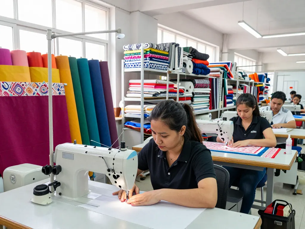 Sunwin textile production facility with skilled workers creating high-quality fabrics in a vibrant atmosphere.