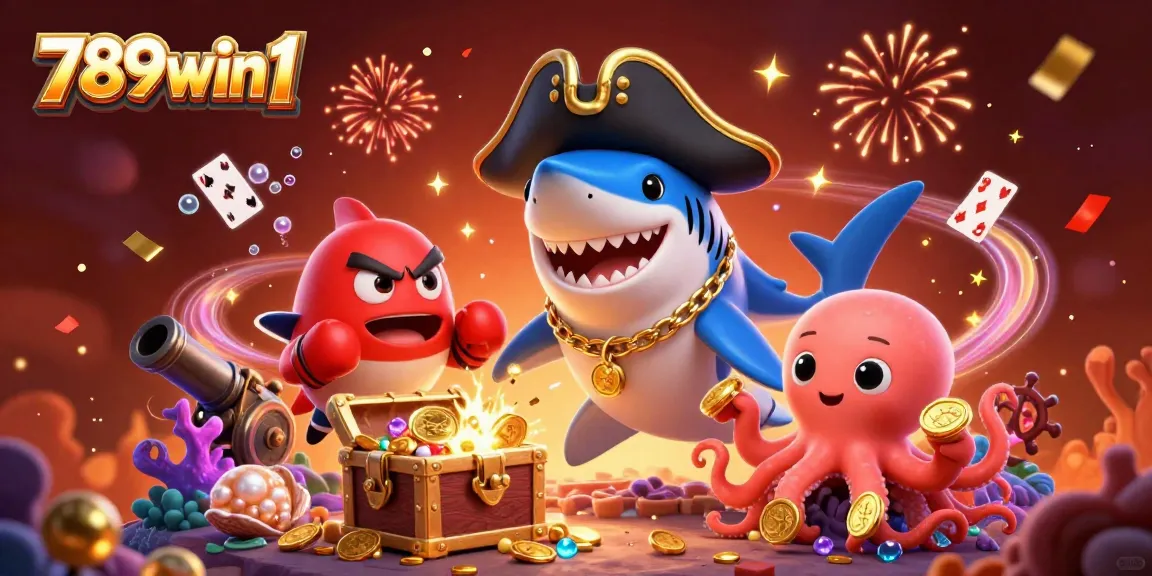 Experience the vibrant fantasy world of 789win1 with a thrilling 3D pirate-themed casino illustration.