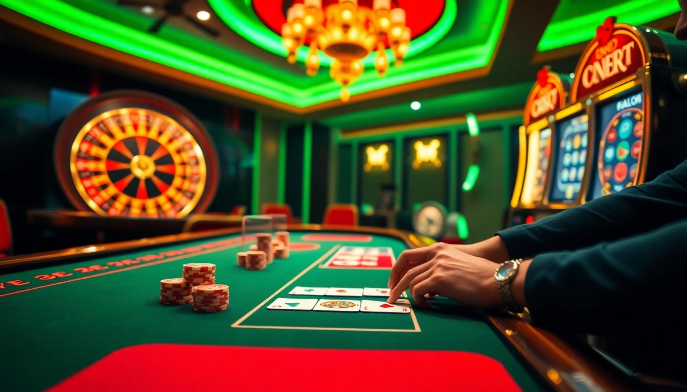 Engaging casino scene showcasing action at the table on https://888vi.io/ with vibrant chips and cards.