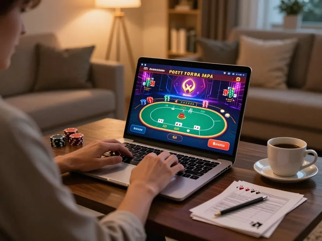 Engaging in strategic gameplay on ga6789 online casino with vibrant poker action on screen.