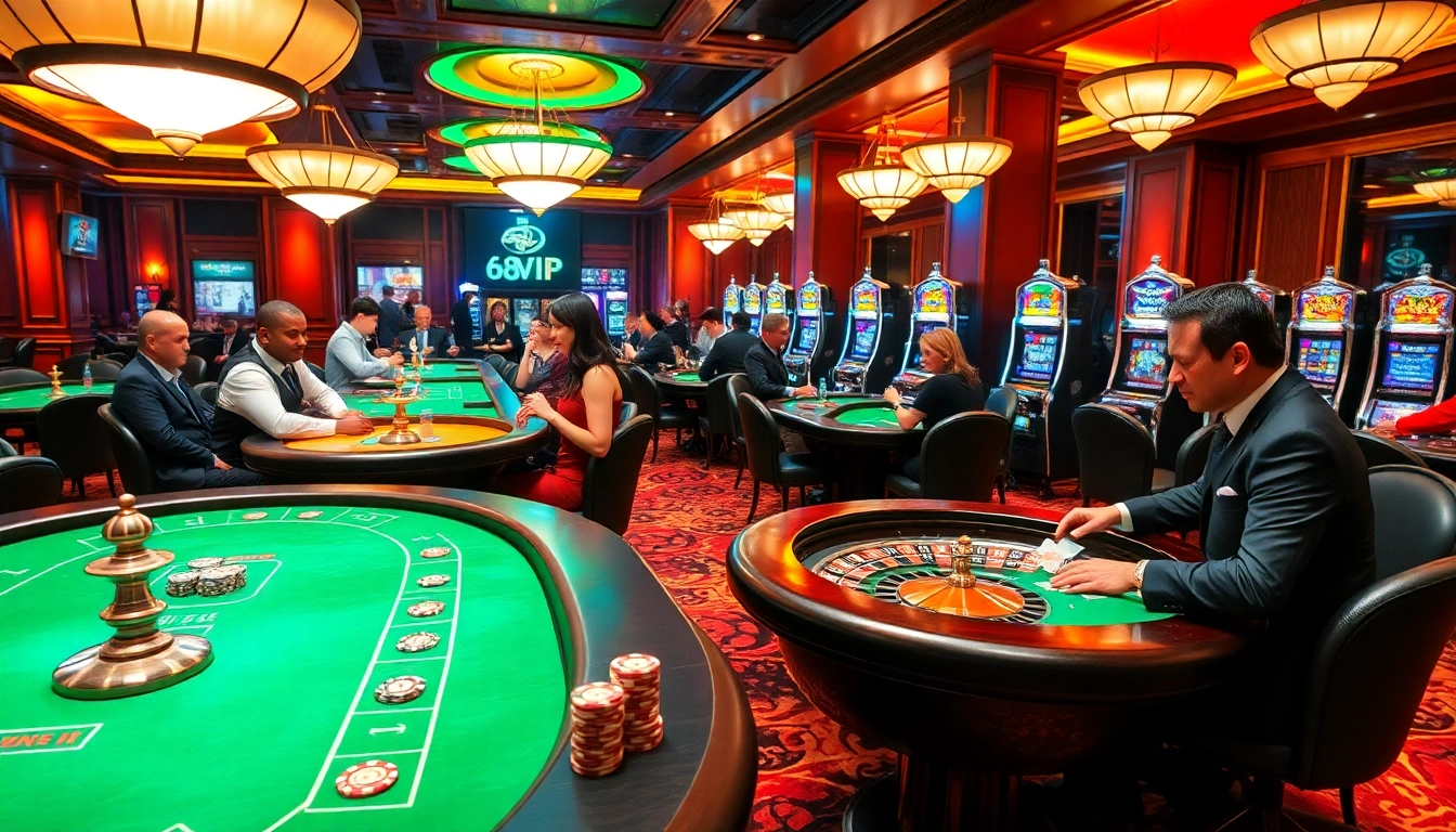Experience the excitement of 68VIP with vibrant casino tables and engaged players.