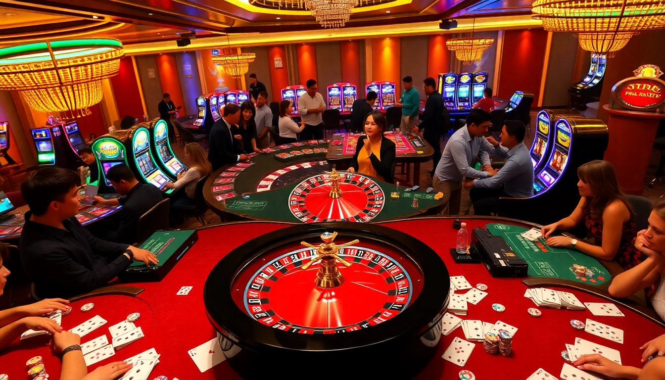 Experience the excitement of Hello88 at a luxurious casino, featuring roulette and lively players.