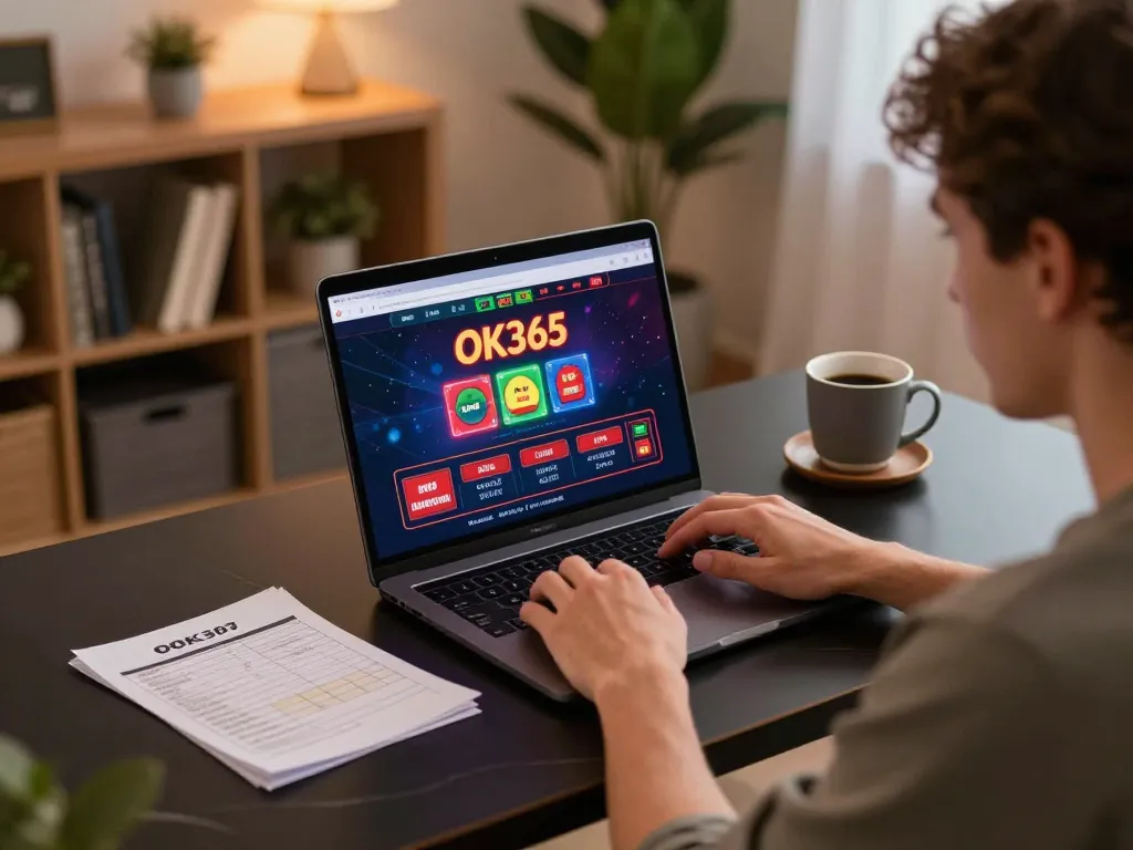 Engaging online gaming session with OK365 interface and player focused on strategy.
