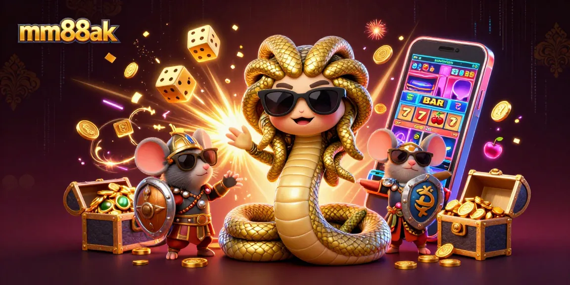 Experience thrilling moments at mm88ak with a fun Medusa and a warrior mouse amidst jackpot celebrations.