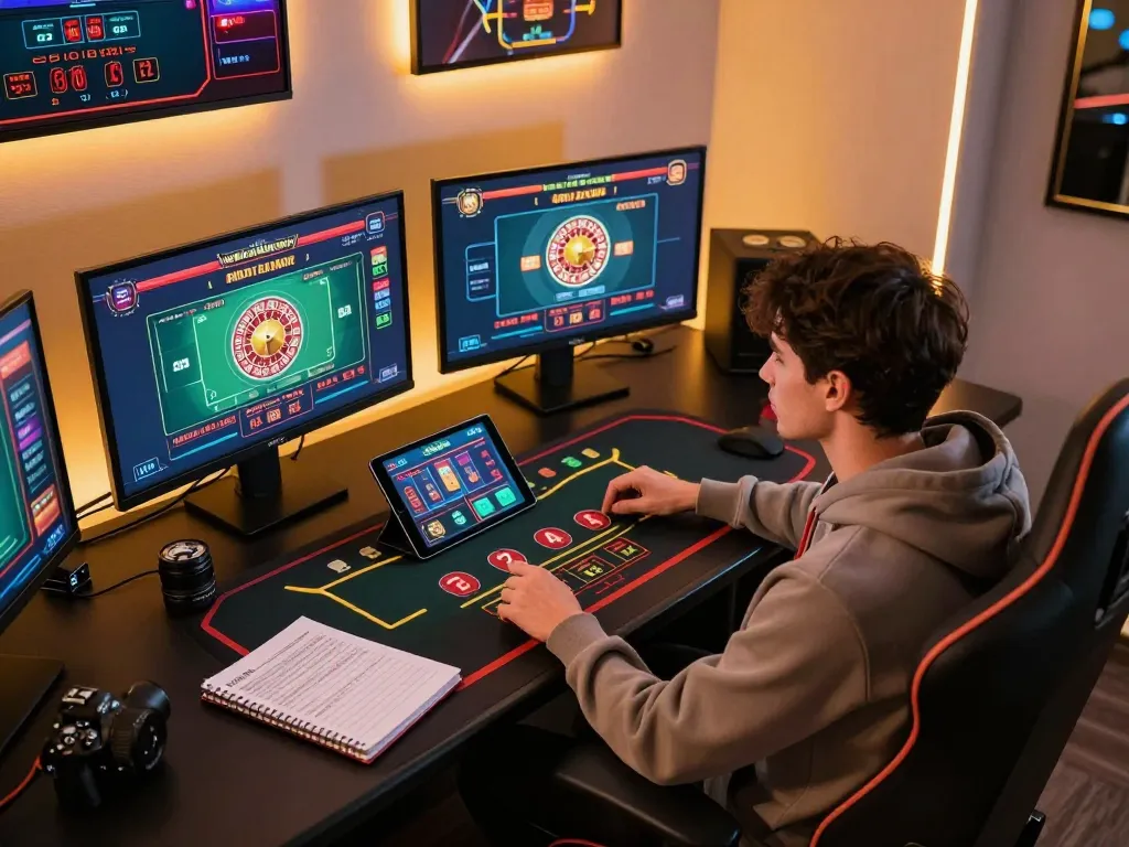 Mobile gaming enthusiast using twin68 app for strategic betting in a cozy home setting.