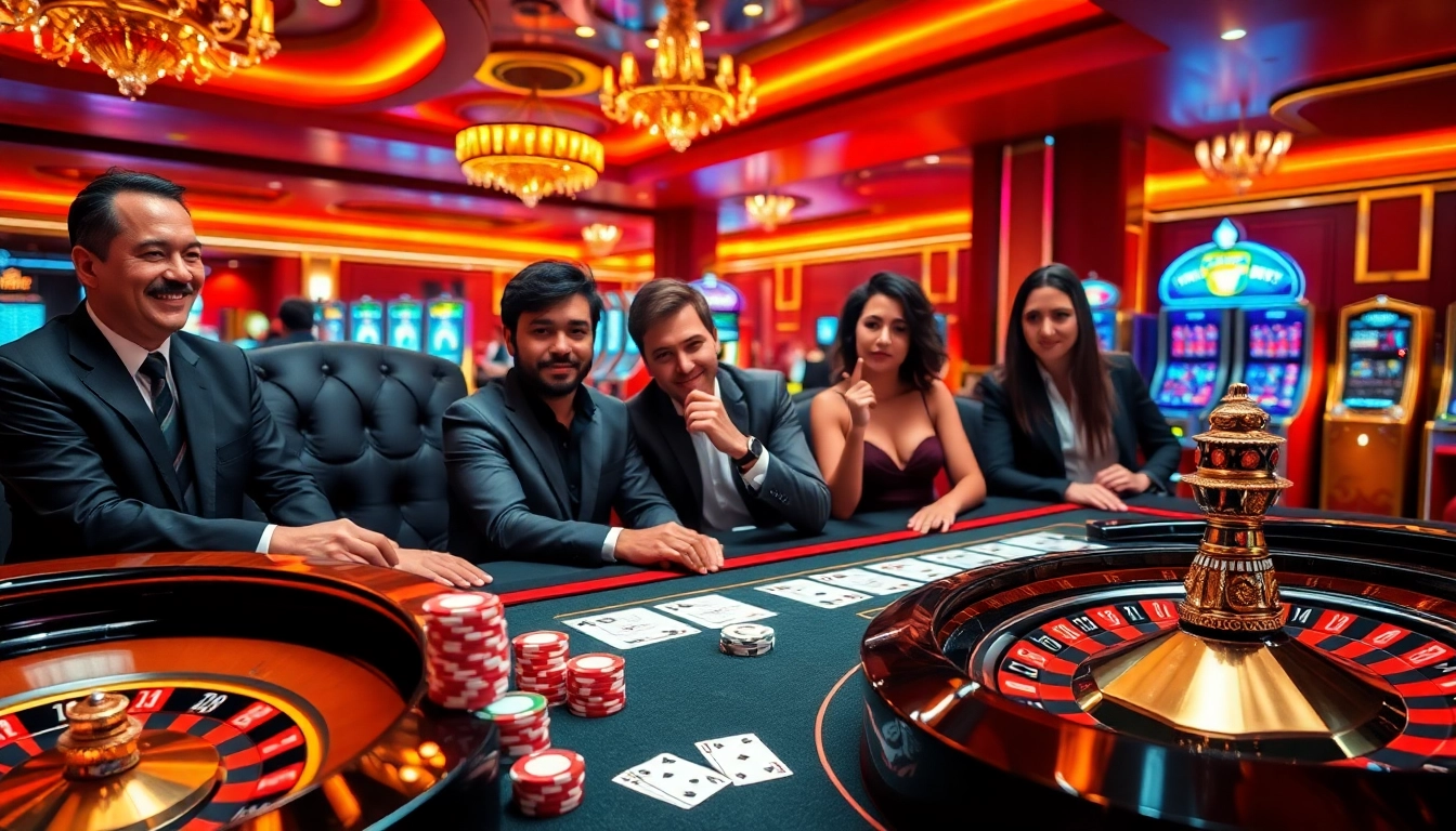 Dynamic gambling scene at xx88 casino with players engaged in poker and roulette.