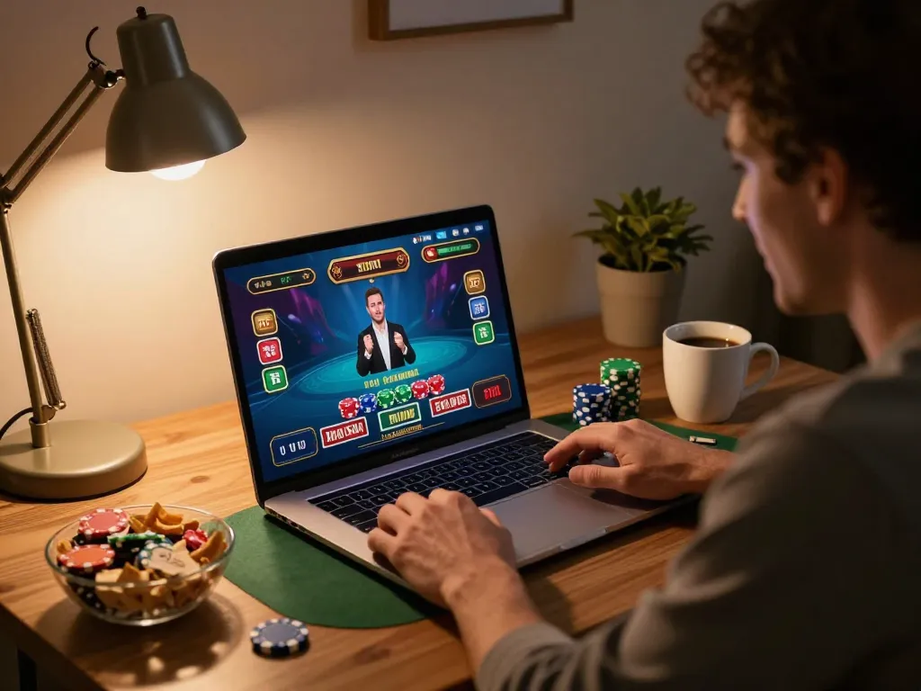 Engaging in online nk88 gaming with live dealer atmosphere at home.