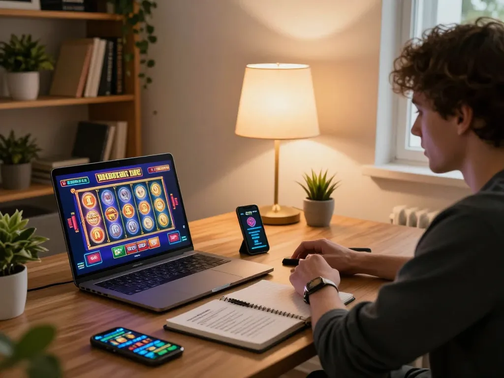SX88 player engaging in online casino game at home, showcasing dynamic gaming interface and strategic setup.