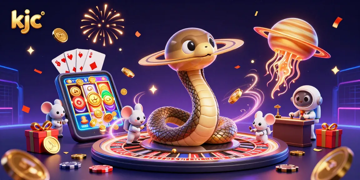 Experience exciting gambling action with kjc in a vibrant cosmic casino scene.