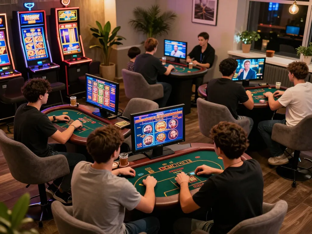 Players enjoy various games on Go99's online platform, showcasing vibrant casino excitement.