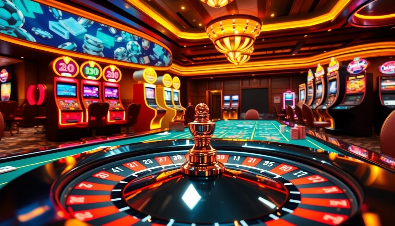 Exciting casino scene featuring a roulette wheel and poker chips, capturing the thrill of gambling with 8XX.