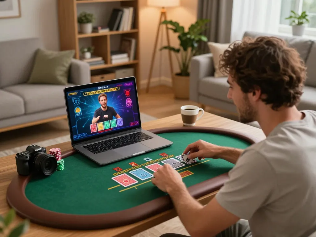 O8 SOCIAL online blackjack gameplay showcasing excitement and strategy in a cozy home setting