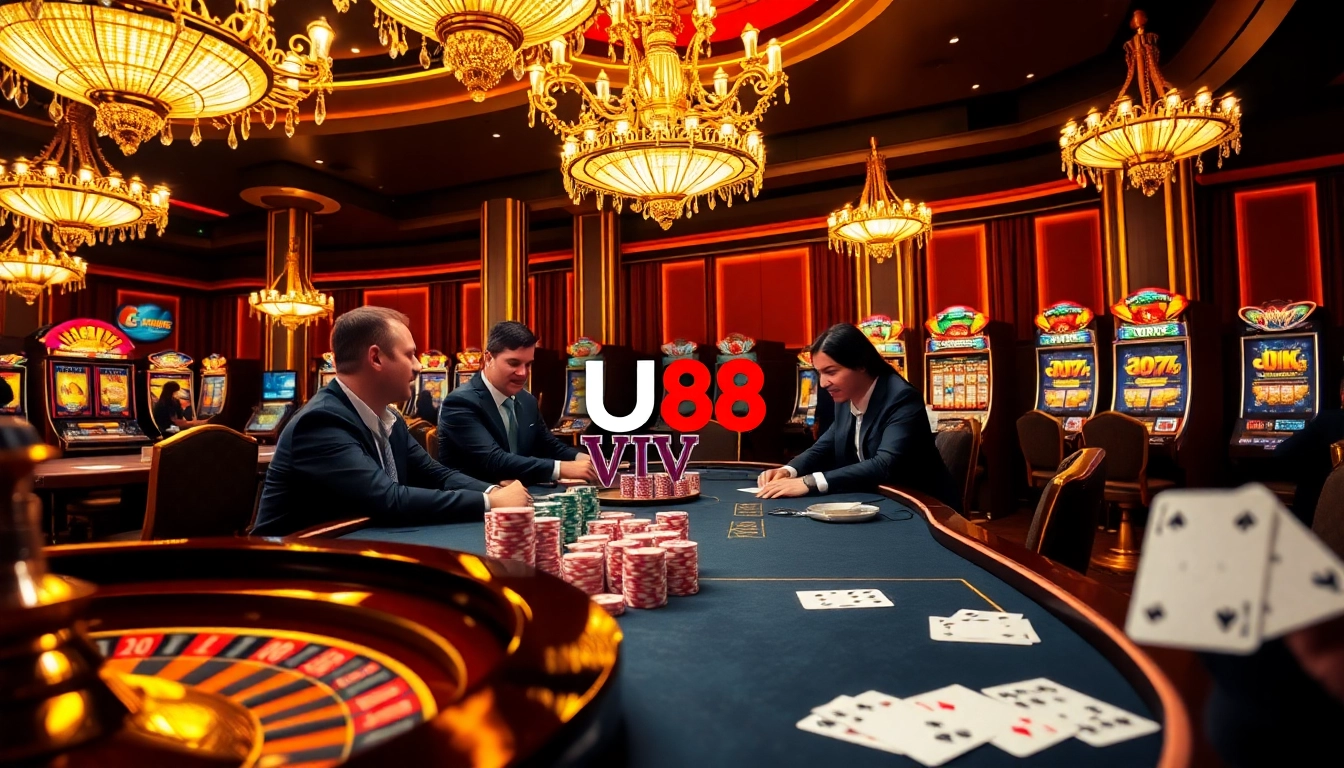 Exciting poker game at UU88 casino with vibrant chips and immersive atmosphere